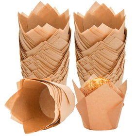 DC QZHMKJ PET tulip cupcake liners in natural color, 200-pack, ideal for weddings.