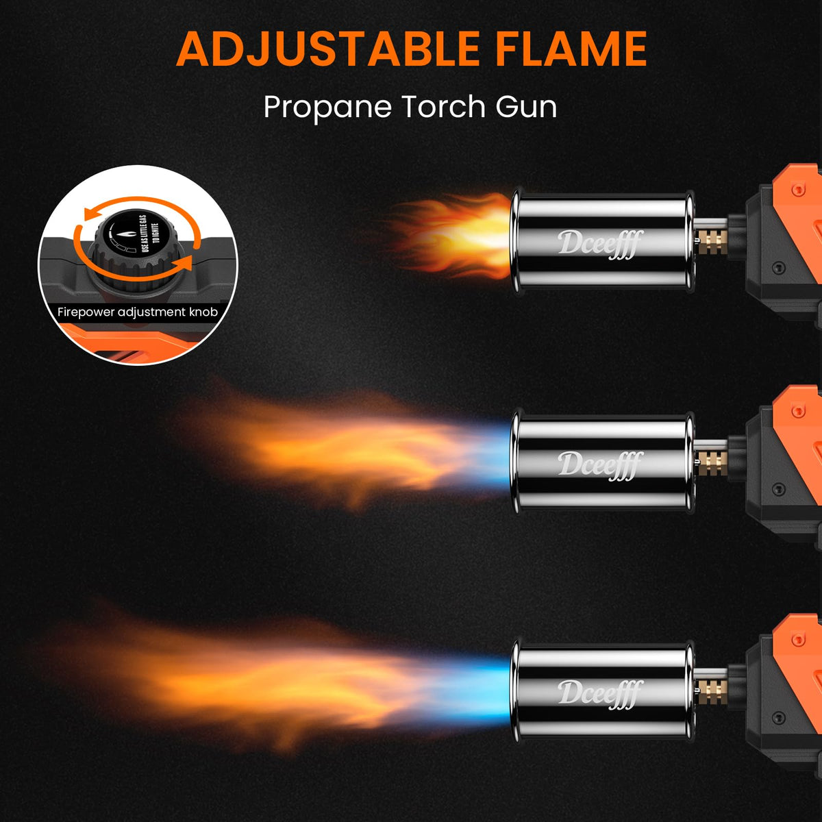 Dceefff adjustable flame control enables delicate or bold cooking tasks.