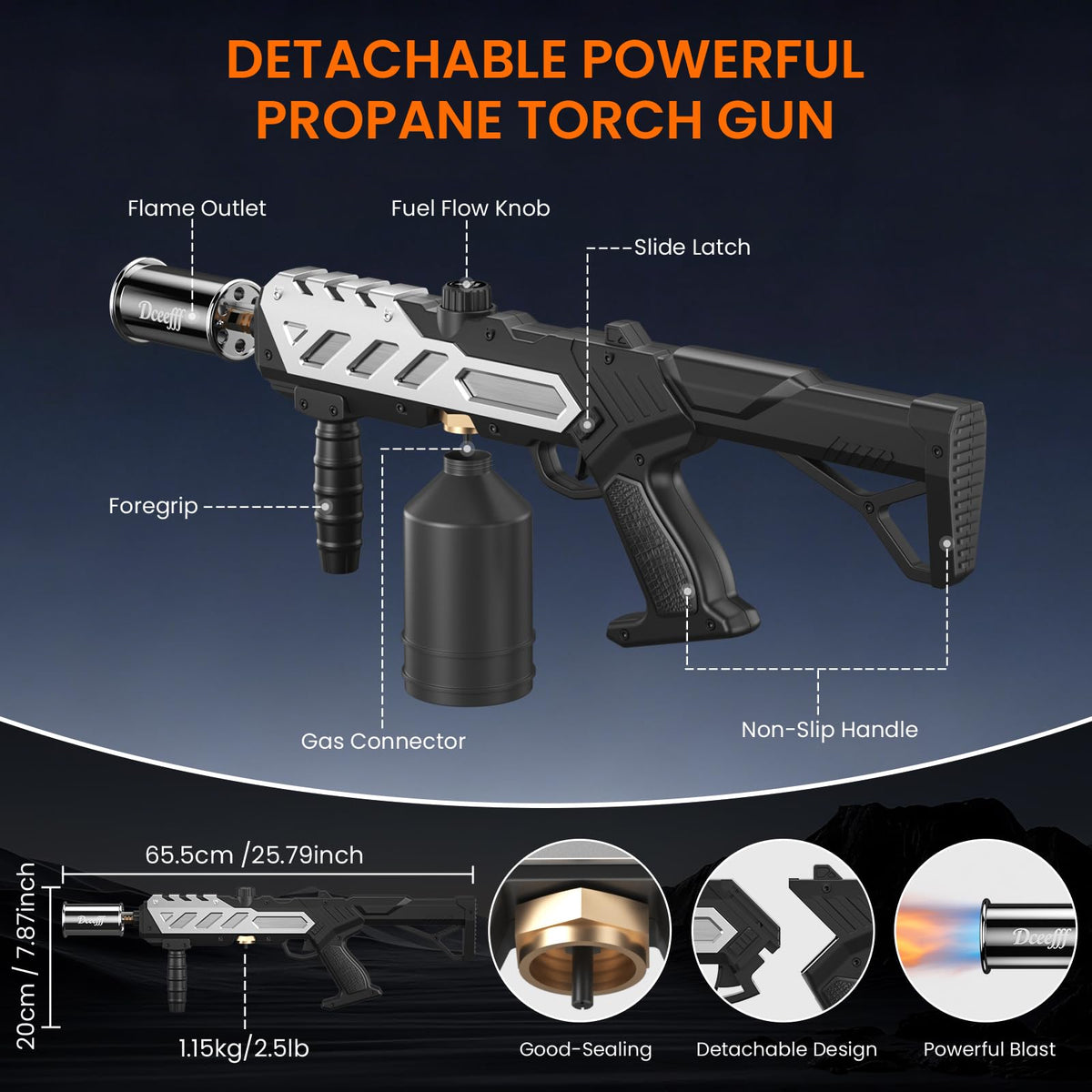 Dceefff torch gun piezo ignition provides battery-free starts