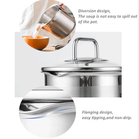 DCIGNA saucepan with measurement marks helps precise timing and portions.