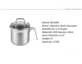 DCIGNA versatile 2.5 Qt saucepan perfect for milk, sauces, and pasta.