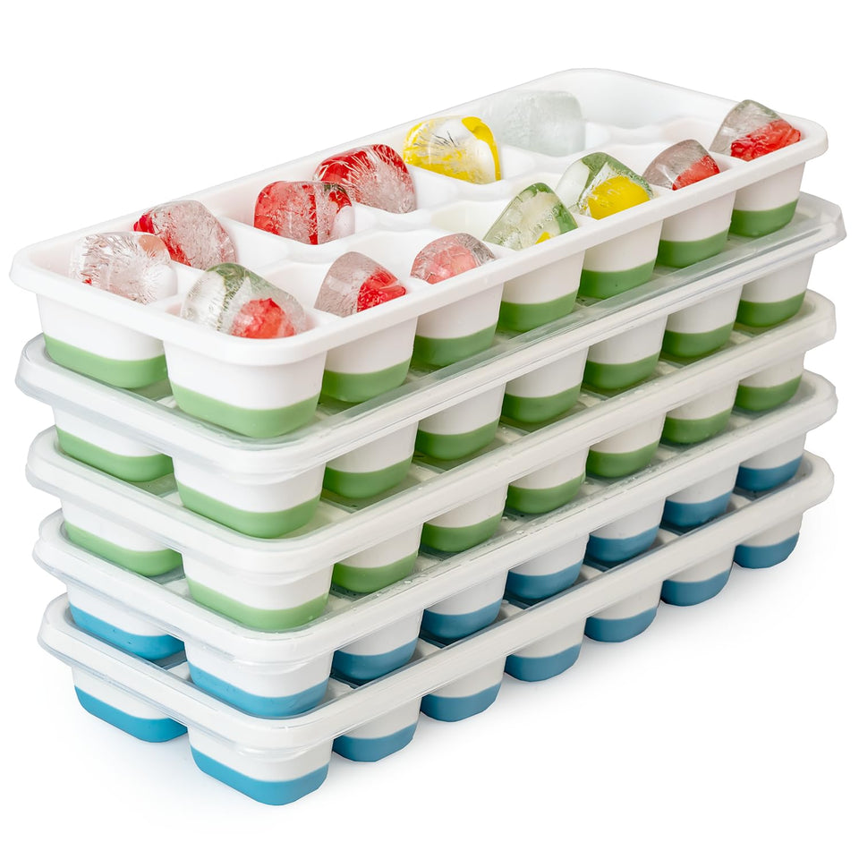 DclobTop ice tray set of 5 with secure snap lids for organized freezer storage.