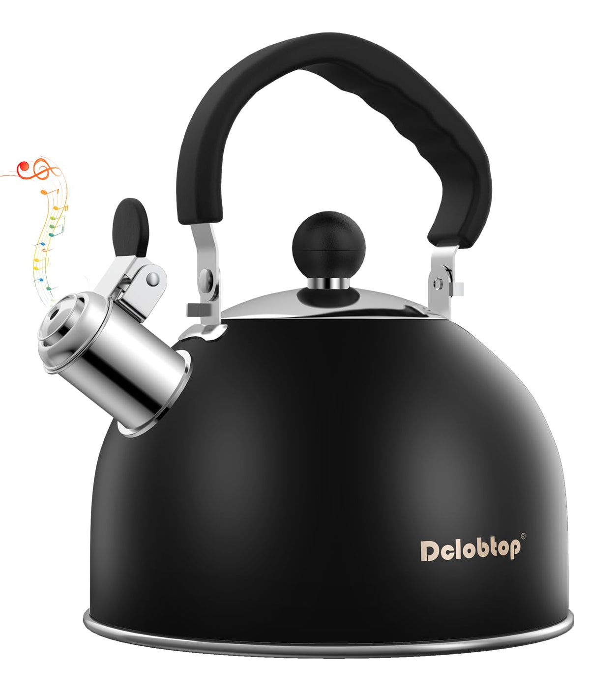 DclobTop premium stainless tea kettle, 2qt, ready for daily use on any stovetop.