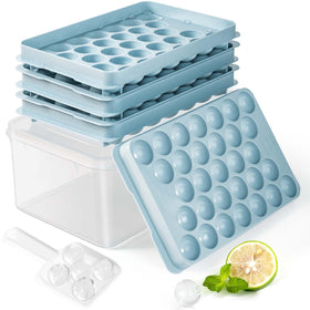 DclobTop round ice tray with lid for mess-free filling and storage.