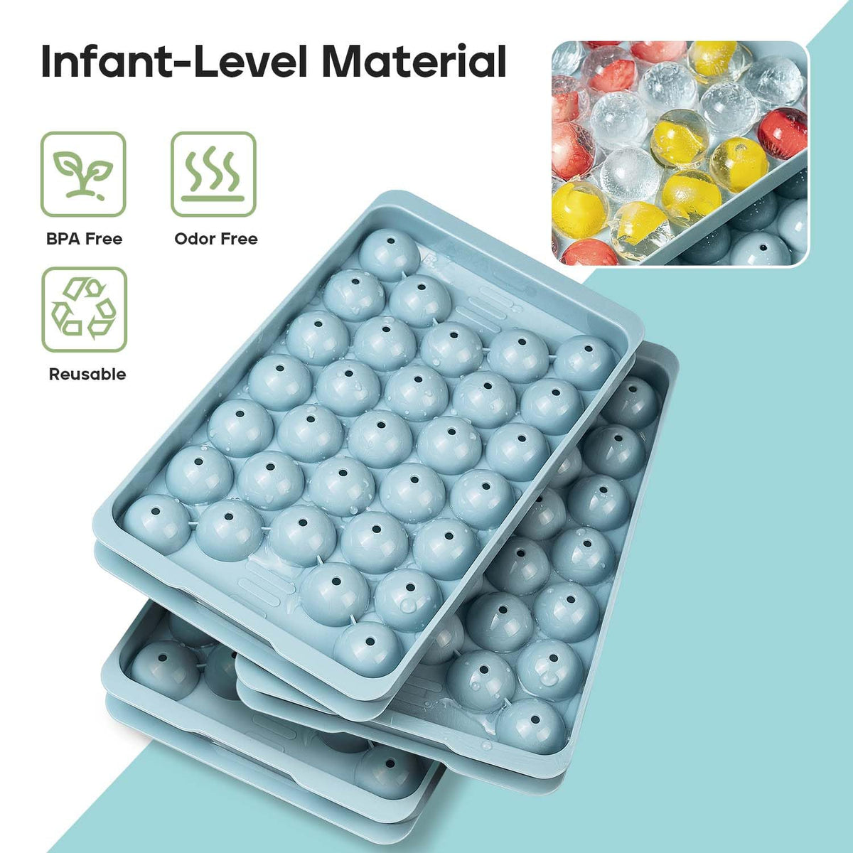 DclobTop stackable trays saving freezer space while keeping ice organized.