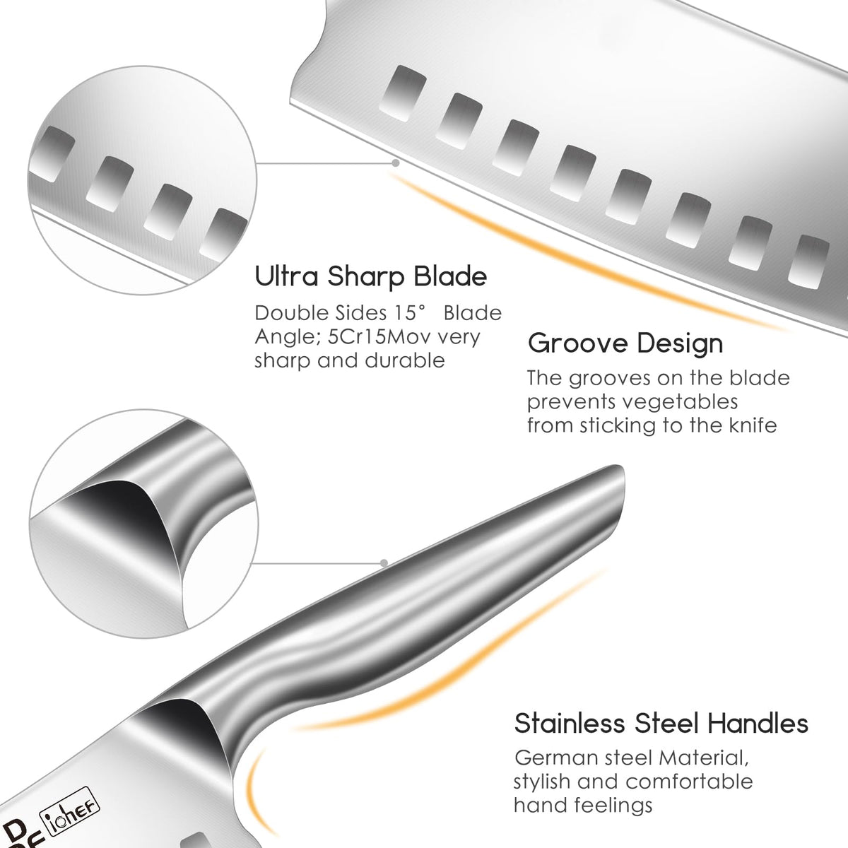 DDF iohEF 7-inch chef knife in action for chopping