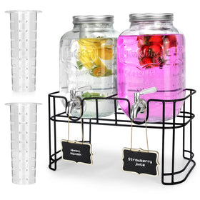 DD&HAPP 1-gallon glass dispenser with stand, ideal for parties