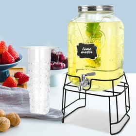 DD&HAPP 2-gallon glass dispenser with stand for easy pour and display