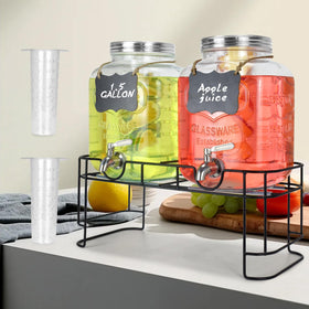 DD&HAPP gallon glass dispenser on a stand for easy serving at gatherings