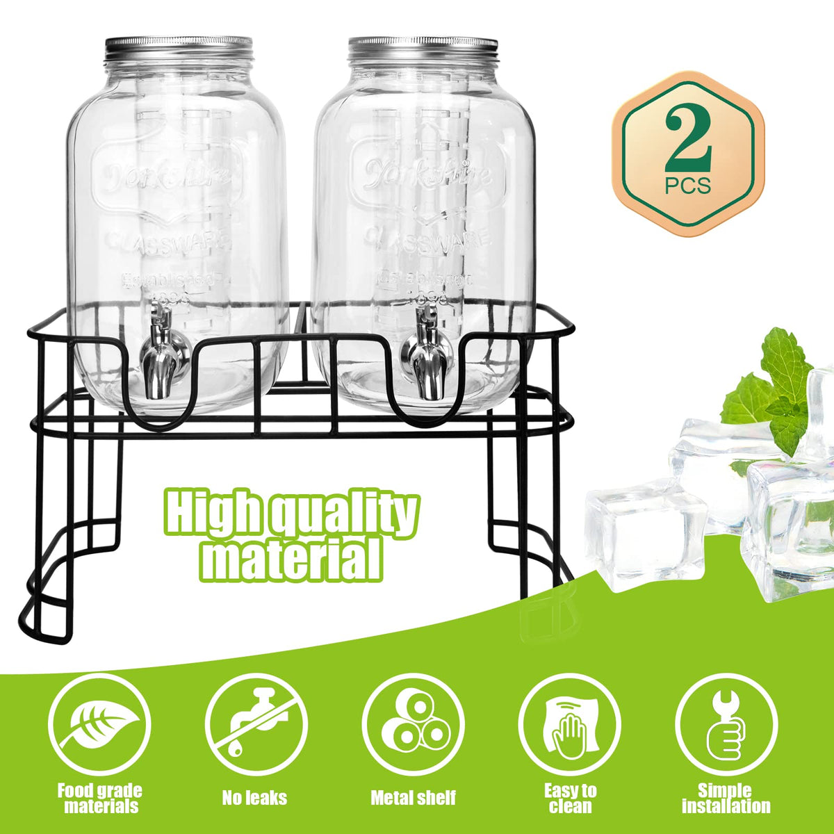 DD&HAPP lemonade dispenser with ice cylinder keeps drinks cold at events