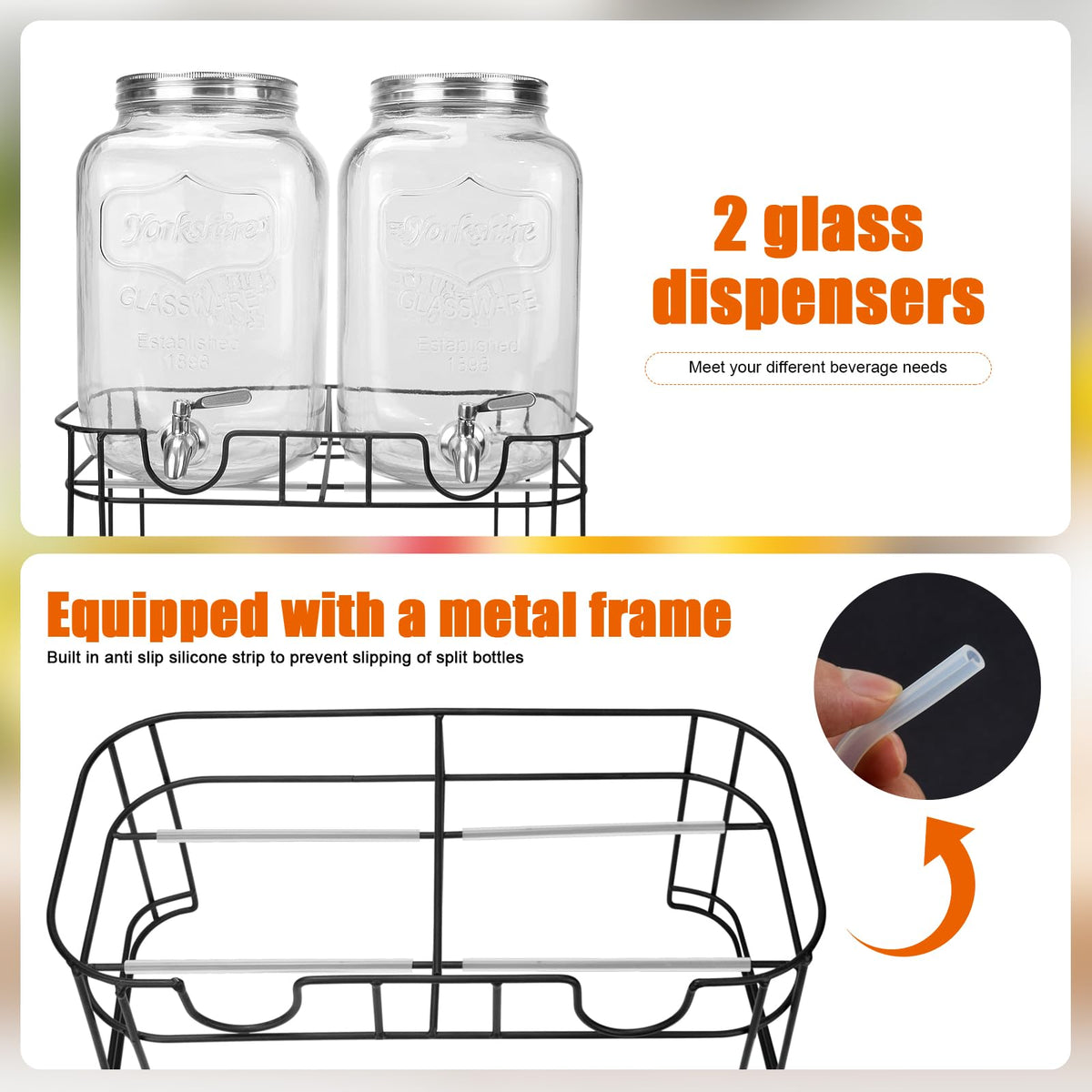 Two DD&HAPP dispensers showing the ice cylinder inside for cooling beverages
