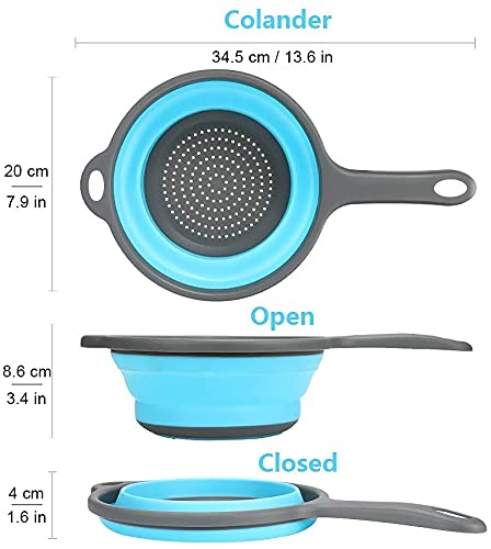 ddLUCK collapsible colander with handles is compact and hangs neatly for storage.