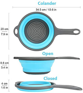 ddLUCK collapsible colander with handles is compact and hangs neatly for storage.