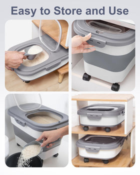 DDMOMMY collapsible container folds to save pantry space when not in use.