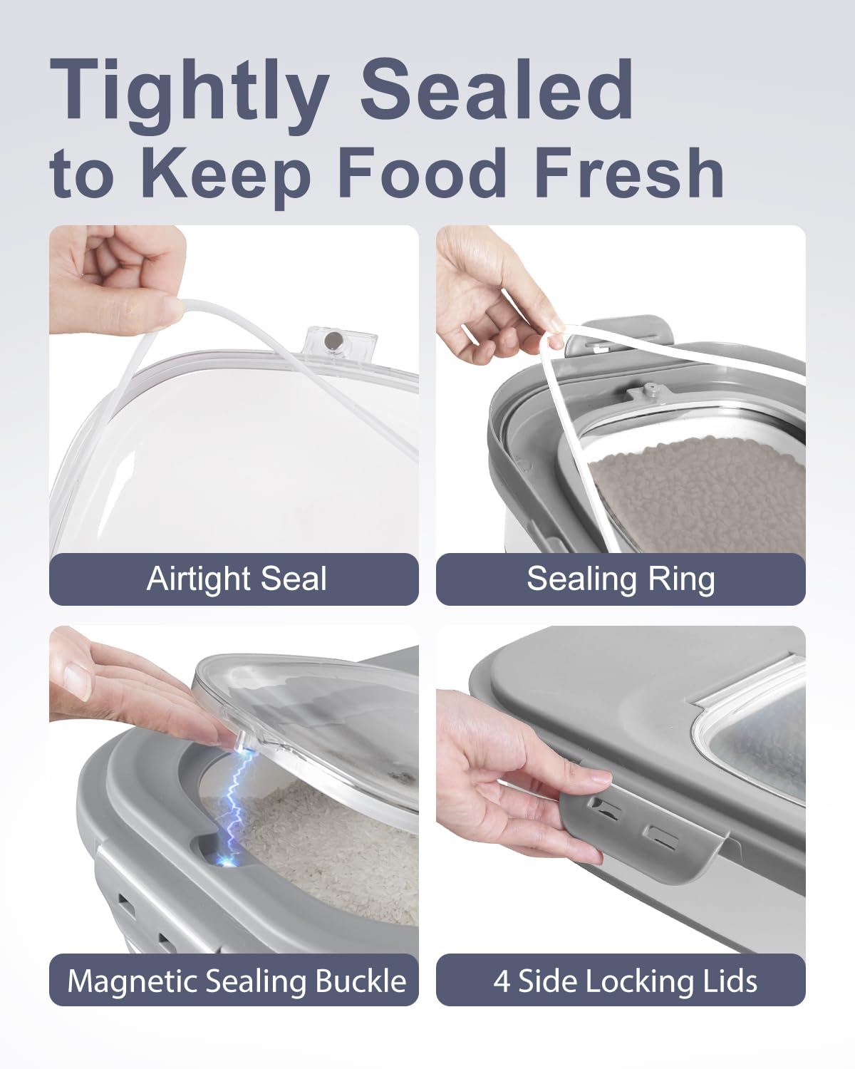 DDMOMMY pet-food storage with scoop included for convenient portions.