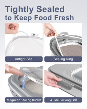 DDMOMMY pet-food storage with scoop included for convenient portions.