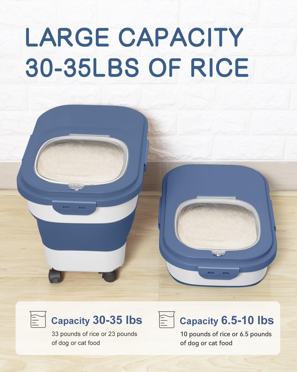 DDMOMMY rice storage container folded size for compact pantry storage