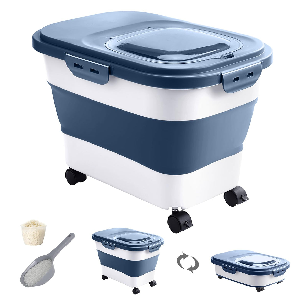 DDMOMMY rice storage container showing unfolded size for bulk storage