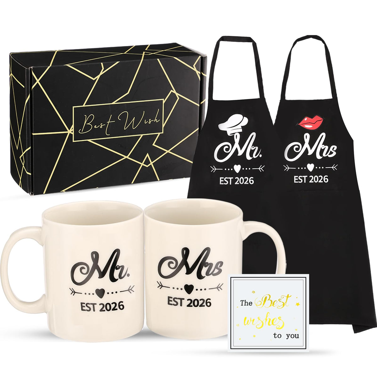 DDOFAH Mr and Mrs Est 2026 mug with bold print and durable ceramic.