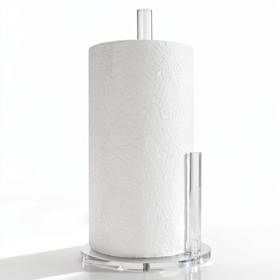 Dealpoli acrylic paper towel holder base view for stable countertop placement.