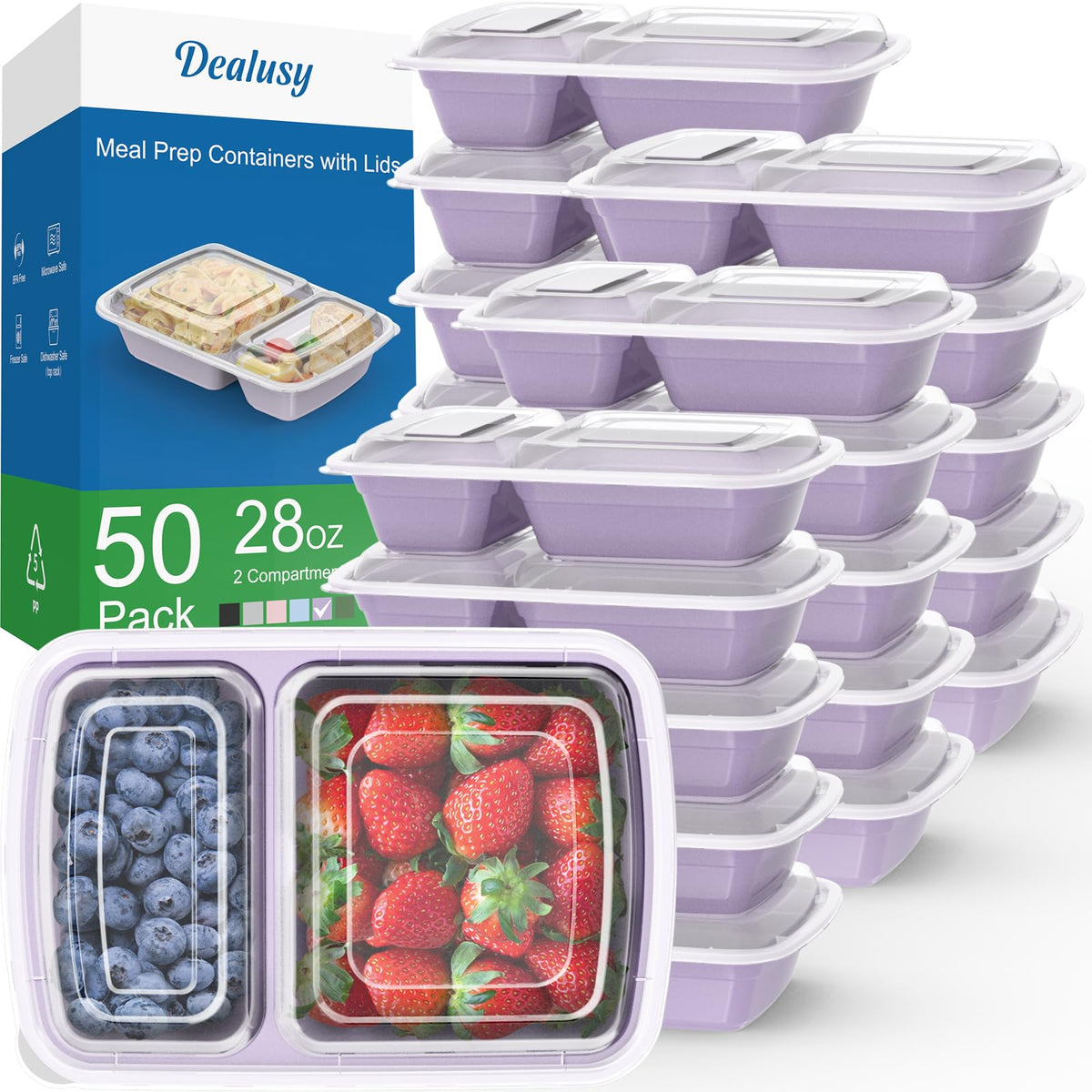 Dealusy 28oz meal prep container with lids for organized takeout meals.