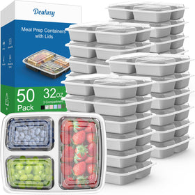Dealusy 32 oz meal prep container with 3 compartments for organized portions.