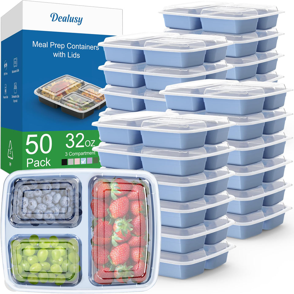 Dealusy 32 oz meal prep container with three compartments for balanced meals