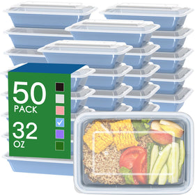 Dealusy 32oz meal prep containers with blue lids for easy takeaway meals.