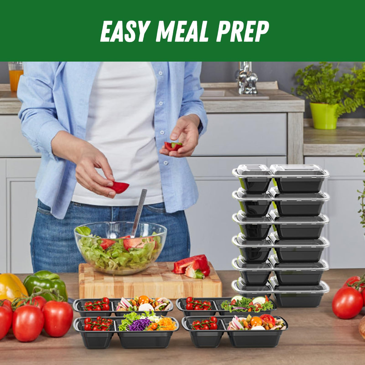 Dealusy 50-pack 100-piece set eases batch cooking and weekly meal prep.