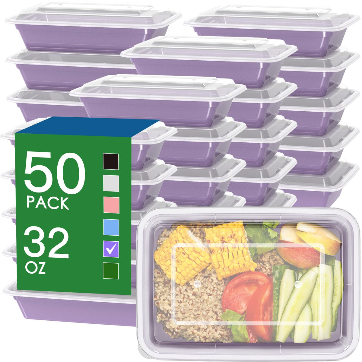 Dealusy 50 pack 32 oz containers with lids for organized meal prep