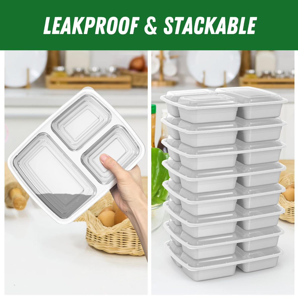 Dealusy BPA-free silver meal prep containers for reliable reuse.