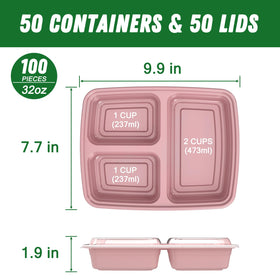 Dealusy leakproof lid on pink 32 oz meal prep container for portable food