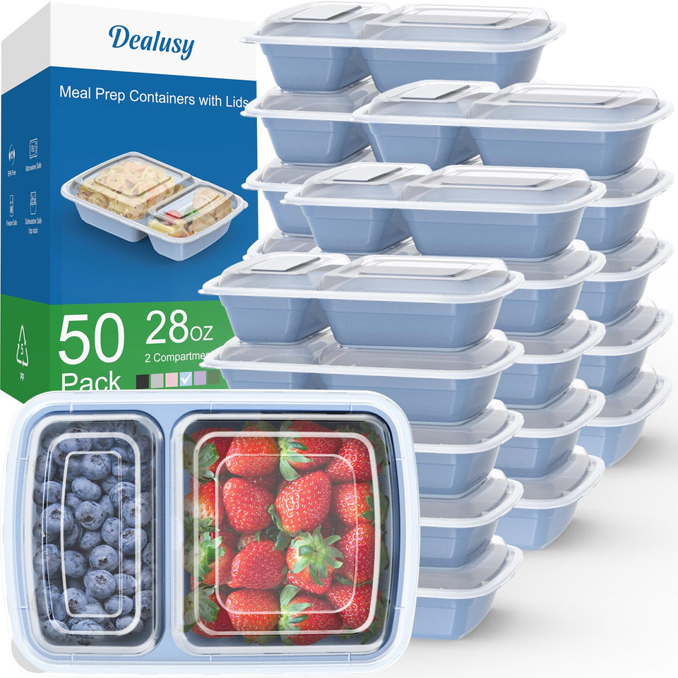 Dealusy two-compartment meal prep container with lid for organized meals