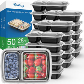 Dealusy meal prep container 28 oz with 2 compartments for balanced meals on the go.