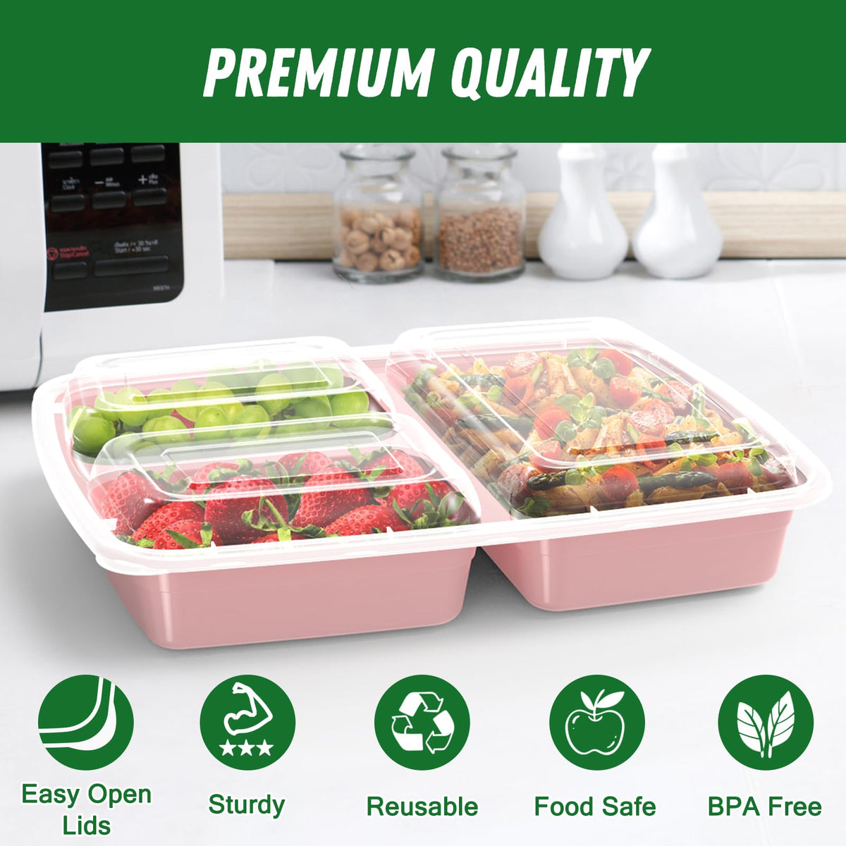 Dealusy microwave safe and freezer safe pink container keeps meals ready