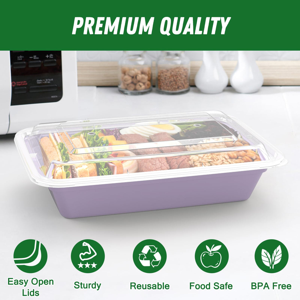 Dealusy microwave and freezer safe meal prep containers for versatile reheating
