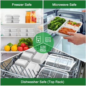 Dealusy 32 oz capacity container with three compartments for portion control.