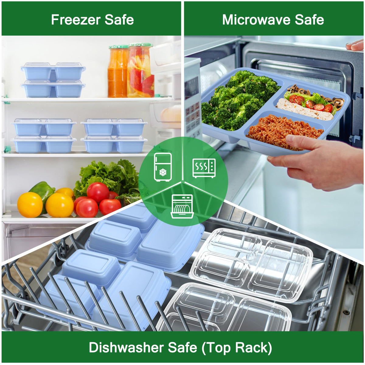 Dealusy portioned meals organizer for easy meal planning