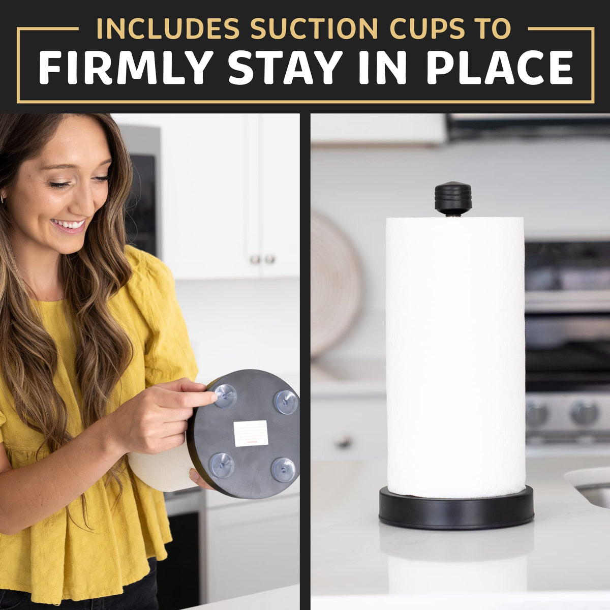 Dear Household modern black standing dispenser adds sleek style to any room.