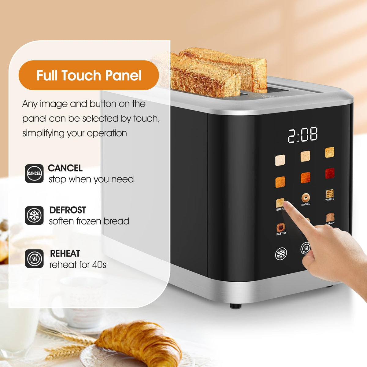 Dear Morning bagel defrost and reheat functions simplify busy mornings.