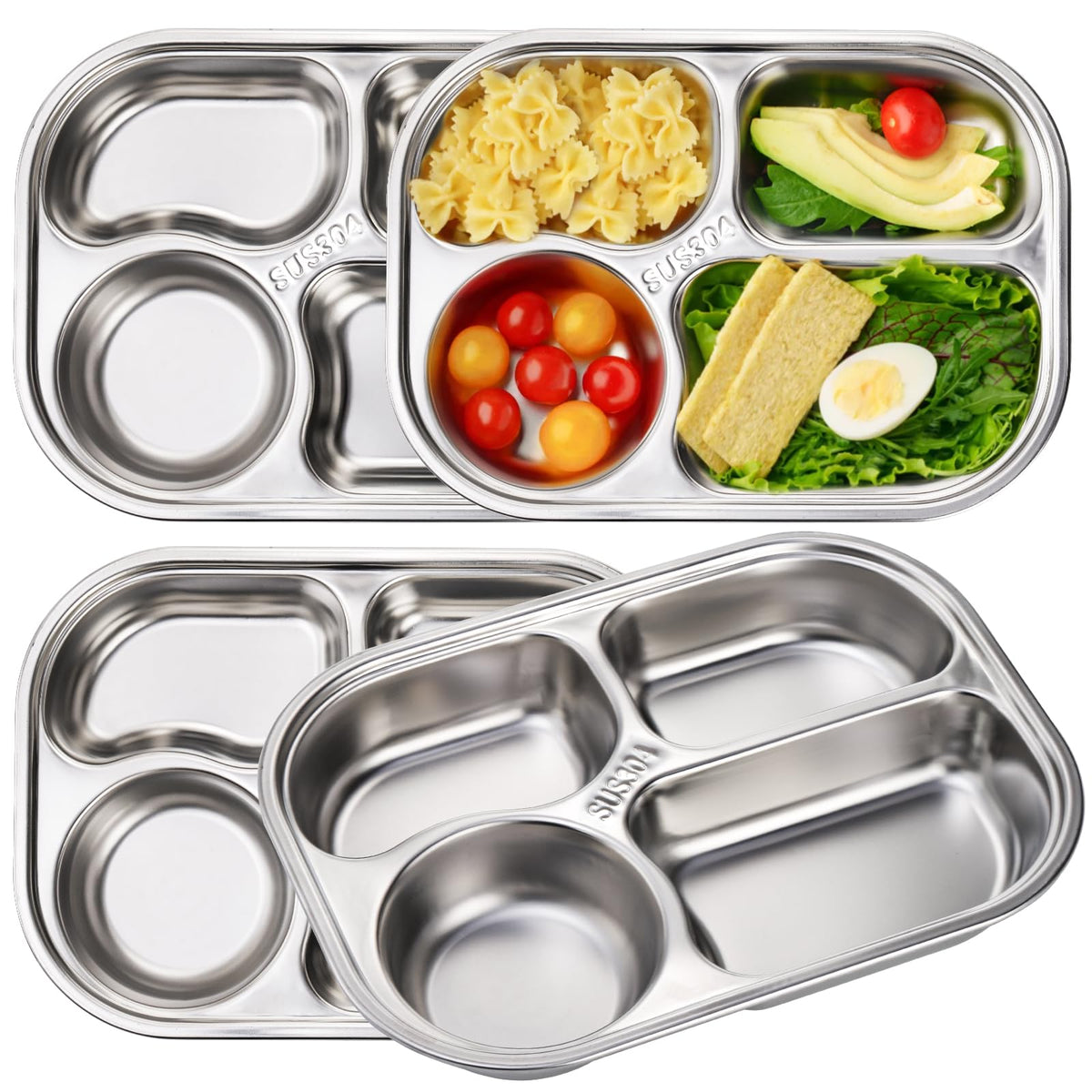 DEAYOU 4-pack divided plate with four compartments for portion control.