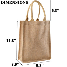 DEAYOU burlap tote size 9.8x11.8x3.9 inches shown.