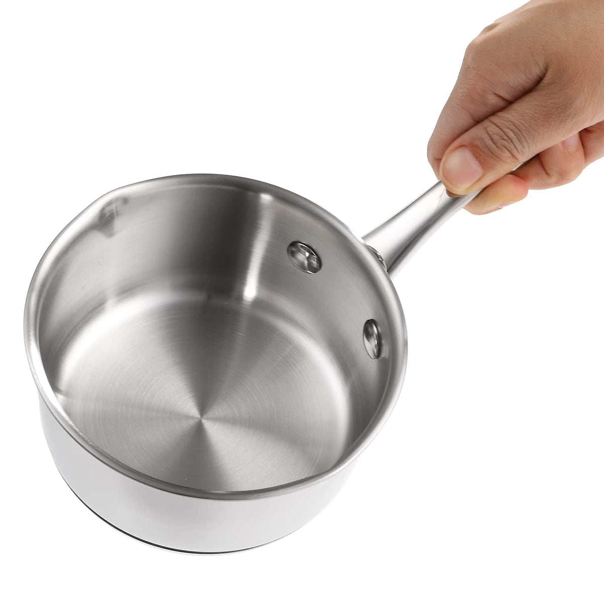 DEAYOU butter warmer cool grip handle offers steady balance during stirring.