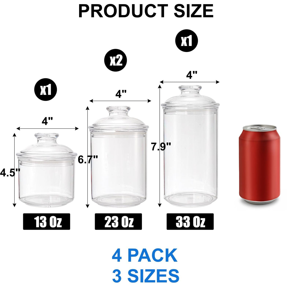 DEAYOU 23oz clear apothecary jars (2-pack) for compact bathroom storage