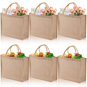 DEAYOU six-pack pack-of-6 burlap totes ideal for bulk storage and party favors.
