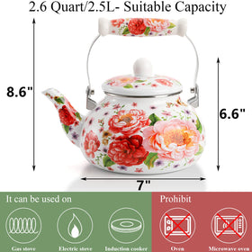 DEAYOU porcelain cool touch handle tea kettle for safe, easy pouring