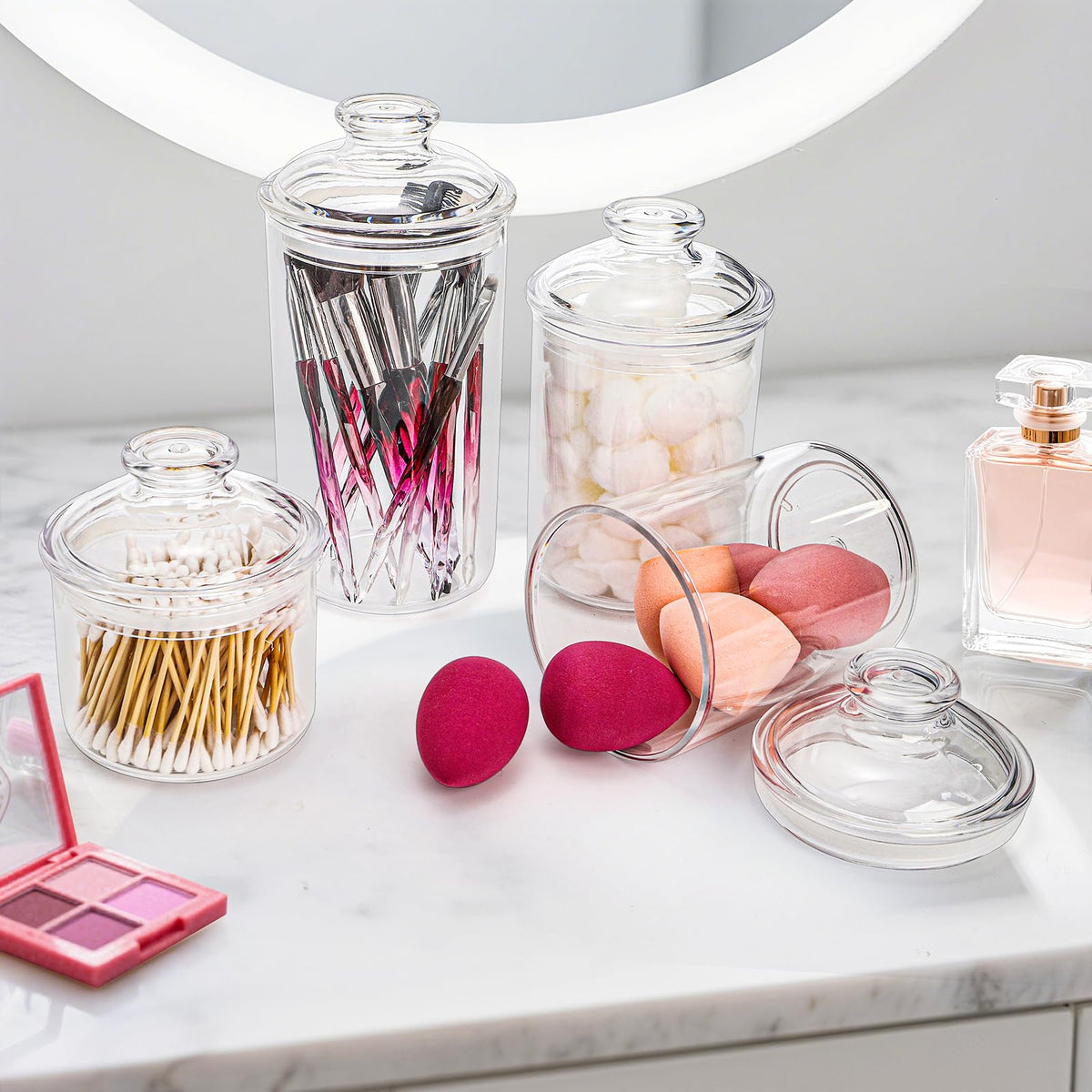 DEAYOU transparent jars suit bathroom vanity decor while remaining durable