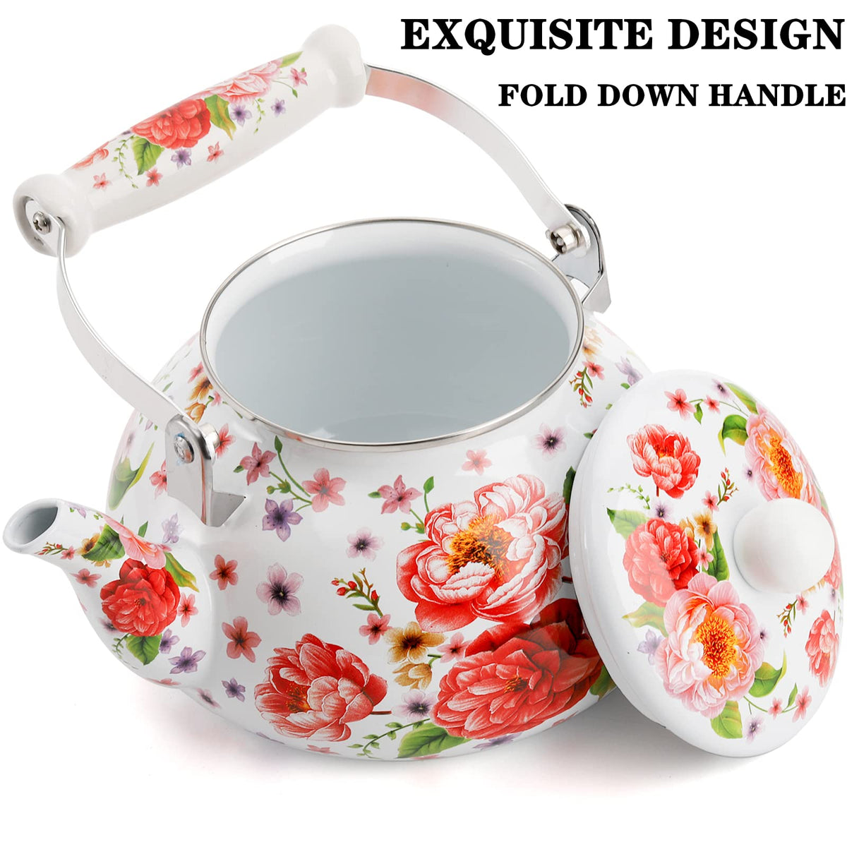 DEAYOU vintage floral pattern teapot enhances kitchen decor and ambience