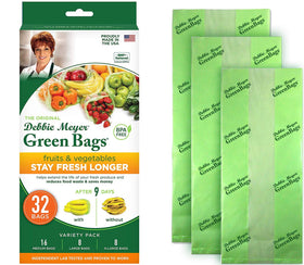 Debbie Meyer GreenBags 32-pack contents preserve fruits and vegetables freshness.
