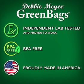 BPA-free Debbie Meyer GreenBags emphasize safe, reusable kitchen storage.